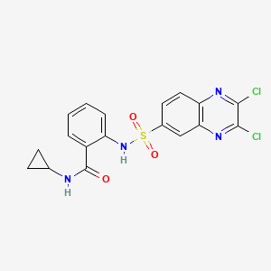 molecular formula C18H14Cl2N4O3S B2942009 N-cyclopropyl-2-(2,3-dichloroquinoxaline-6-sulfonamido)benzamide CAS No. 1209950-77-5