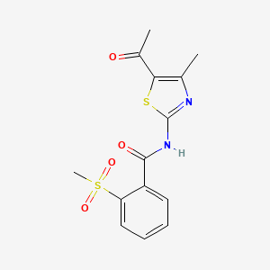 molecular formula C14H14N2O4S2 B2942017 N-(5-acetyl-4-methylthiazol-2-yl)-2-(methylsulfonyl)benzamide CAS No. 896363-38-5