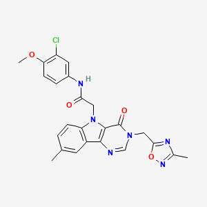 molecular formula C24H21ClN6O4 B2942040 N-(3-chloro-4-methoxyphenyl)-2-{8-methyl-3-[(3-methyl-1,2,4-oxadiazol-5-yl)methyl]-4-oxo-3H,4H,5H-pyrimido[5,4-b]indol-5-yl}acetamide CAS No. 1112009-67-2