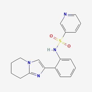 molecular formula C18H18N4O2S B2942070 N-(2-{5H,6H,7H,8H-imidazo[1,2-a]pyridin-2-yl}phenyl)pyridine-3-sulfonamide CAS No. 2097902-80-0