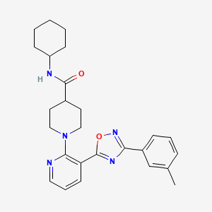molecular formula C26H31N5O2 B2942077 N-cyclohexyl-1-{3-[3-(3-methylphenyl)-1,2,4-oxadiazol-5-yl]pyridin-2-yl}piperidine-4-carboxamide CAS No. 1359563-73-7