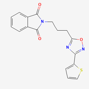 molecular formula C17H13N3O3S B2942097 Isoindole-1,3-dione, 2-[3-(3-thiophen-2-yl-[1,2,4]oxadiazol-5-yl)propyl]- CAS No. 696653-88-0