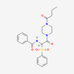 molecular formula C23H27N3O5S B2942101 N-[1-(benzenesulfonyl)-2-(4-butanoylpiperazin-1-yl)-2-oxoethyl]benzamide CAS No. 1042974-64-0