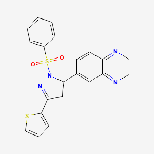 6-(1-(phenylsulfonyl)-3-(thiophen-2-yl)-4,5-dihydro-1H-pyrazol-5-yl)quinoxaline
