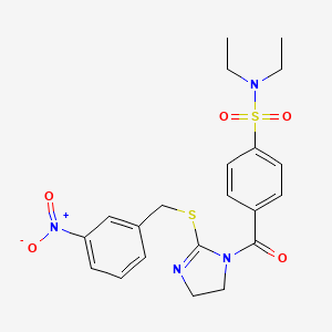 N,N-diethyl-4-(2-((3-nitrobenzyl)thio)-4,5-dihydro-1H-imidazole-1-carbonyl)benzenesulfonamide