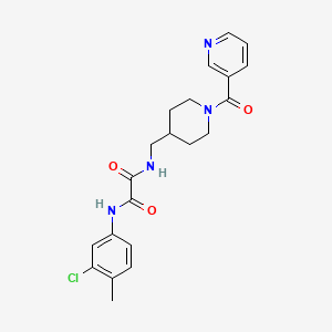 molecular formula C21H23ClN4O3 B2942116 N1-(3-chloro-4-methylphenyl)-N2-((1-nicotinoylpiperidin-4-yl)methyl)oxalamide CAS No. 1396848-54-6
