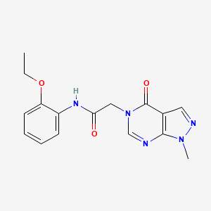 molecular formula C16H17N5O3 B2942130 N-(2-ethoxyphenyl)-2-(1-methyl-4-oxo-1,4-dihydro-5H-pyrazolo[3,4-d]pyrimidin-5-yl)acetamide CAS No. 866843-53-0