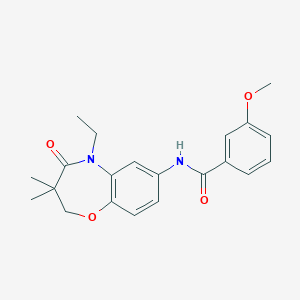 molecular formula C21H24N2O4 B2942138 N-(5-ethyl-3,3-dimethyl-4-oxo-2,3,4,5-tetrahydro-1,5-benzoxazepin-7-yl)-3-methoxybenzamide CAS No. 921789-89-1