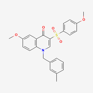 molecular formula C25H23NO5S B2942174 6-Methoxy-3-(4-methoxyphenyl)sulfonyl-1-[(3-methylphenyl)methyl]quinolin-4-one CAS No. 872198-96-4
