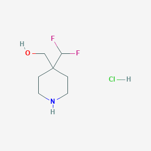 molecular formula C7H14ClF2NO B2942185 [4-(Difluoromethyl)piperidin-4-yl]methanol;hydrochloride CAS No. 2580222-20-2