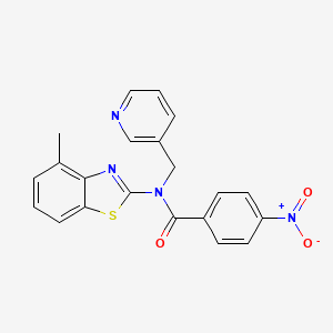 molecular formula C21H16N4O3S B2942214 N-(4-methylbenzo[d]thiazol-2-yl)-4-nitro-N-(pyridin-3-ylmethyl)benzamide CAS No. 894997-77-4