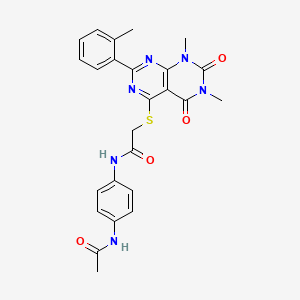 molecular formula C25H24N6O4S B2942224 N-(4-acetamidophenyl)-2-((6,8-dimethyl-5,7-dioxo-2-(o-tolyl)-5,6,7,8-tetrahydropyrimido[4,5-d]pyrimidin-4-yl)thio)acetamide CAS No. 921080-30-0
