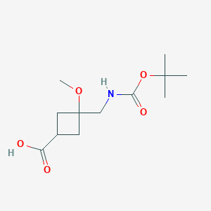 3-Methoxy-3-[[(2-methylpropan-2-yl)oxycarbonylamino]methyl]cyclobutane-1-carboxylic acid