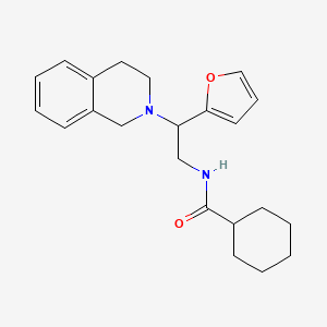 molecular formula C22H28N2O2 B2942241 N-(2-(3,4-dihydroisoquinolin-2(1H)-yl)-2-(furan-2-yl)ethyl)cyclohexanecarboxamide CAS No. 898433-18-6