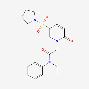 molecular formula C19H23N3O4S B2942301 N-ethyl-2-[2-oxo-5-(pyrrolidine-1-sulfonyl)-1,2-dihydropyridin-1-yl]-N-phenylacetamide CAS No. 1251625-86-1