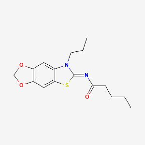 molecular formula C16H20N2O3S B2942302 N-(7-propyl-[1,3]dioxolo[4,5-f][1,3]benzothiazol-6-ylidene)pentanamide CAS No. 898363-92-3