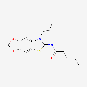 molecular formula C16H20N2O3S B2942302 (Z)-N-(7-丙基-[1,3]二氧杂[4',5':4,5]苯并[1,2-d]噻唑-6(7H)-亚甲基)戊酰胺 CAS No. 898363-92-3