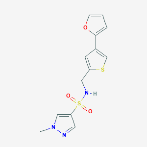 molecular formula C13H13N3O3S2 B2942317 N-{[4-(furan-2-yl)thiophen-2-yl]methyl}-1-methyl-1H-pyrazole-4-sulfonamide CAS No. 2379996-47-9