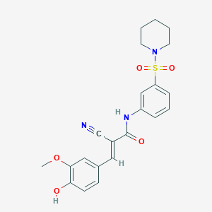 (E)-2-cyano-3-(4-hydroxy-3-methoxyphenyl)-N-(3-piperidin-1-ylsulfonylphenyl)prop-2-enamide
