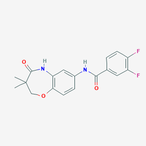 molecular formula C18H16F2N2O3 B2942329 N-(3,3-dimethyl-4-oxo-2,3,4,5-tetrahydrobenzo[b][1,4]oxazepin-7-yl)-3,4-difluorobenzamide CAS No. 921817-31-4