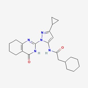 2-cyclohexyl-N-(3-cyclopropyl-1-(4-oxo-3,4,5,6,7,8-hexahydroquinazolin-2-yl)-1H-pyrazol-5-yl)acetamide