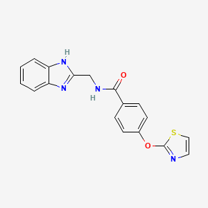 molecular formula C18H14N4O2S B2942365 N-((1H-benzo[d]imidazol-2-yl)methyl)-4-(thiazol-2-yloxy)benzamide CAS No. 2034322-18-2