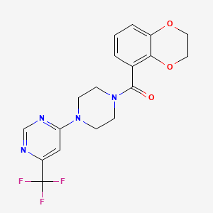 (2,3-Dihydrobenzo[b][1,4]dioxin-5-yl)(4-(6-(trifluoromethyl)pyrimidin-4-yl)piperazin-1-yl)methanone