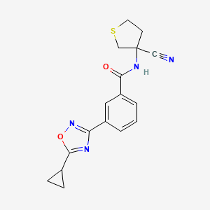 molecular formula C17H16N4O2S B2942425 N-(3-Cyanothiolan-3-YL)-3-(5-cyclopropyl-1,2,4-oxadiazol-3-YL)benzamide CAS No. 1385479-66-2