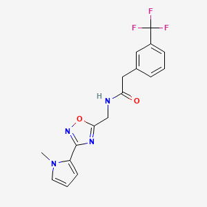 molecular formula C17H15F3N4O2 B2942455 N-((3-(1-methyl-1H-pyrrol-2-yl)-1,2,4-oxadiazol-5-yl)methyl)-2-(3-(trifluoromethyl)phenyl)acetamide CAS No. 2034508-98-8