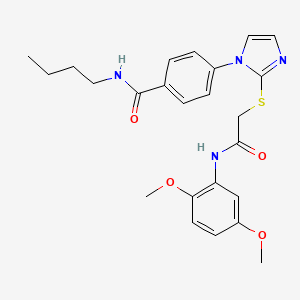 molecular formula C24H28N4O4S B2942469 N-butyl-4-[2-({[(2,5-dimethoxyphenyl)carbamoyl]methyl}sulfanyl)-1H-imidazol-1-yl]benzamide CAS No. 1206987-25-8