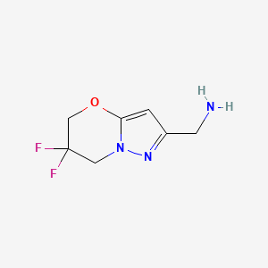 molecular formula C7H9F2N3O B2942479 {6,6-Difluoro-5H,7H-pyrazolo[3,2-b][1,3]oxazin-2-yl}methanamine CAS No. 2251053-65-1