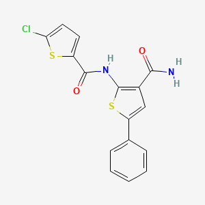 molecular formula C16H11ClN2O2S2 B2942490 2-(5-chlorothiophene-2-amido)-5-phenylthiophene-3-carboxamide CAS No. 941917-14-2