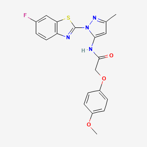 molecular formula C20H17FN4O3S B2942536 N-(1-(6-fluorobenzo[d]thiazol-2-yl)-3-methyl-1H-pyrazol-5-yl)-2-(4-methoxyphenoxy)acetamide CAS No. 1170957-81-9