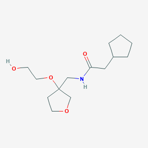 molecular formula C14H25NO4 B2942540 2-cyclopentyl-N-{[3-(2-hydroxyethoxy)oxolan-3-yl]methyl}acetamide CAS No. 2320515-29-3