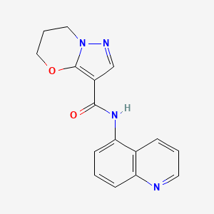 molecular formula C16H14N4O2 B2942550 N-(quinolin-5-yl)-6,7-dihydro-5H-pyrazolo[5,1-b][1,3]oxazine-3-carboxamide CAS No. 1428375-69-2
