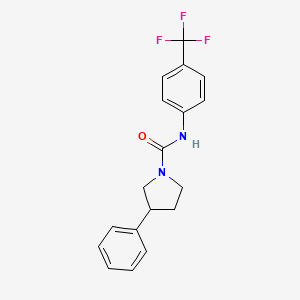molecular formula C18H17F3N2O B2942561 3-phenyl-N-[4-(trifluoromethyl)phenyl]pyrrolidine-1-carboxamide CAS No. 1211014-69-5