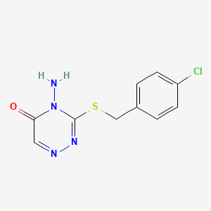 molecular formula C10H9ClN4OS B2942574 4-amino-3-{[(4-chlorophenyl)methyl]sulfanyl}-4,5-dihydro-1,2,4-triazin-5-one CAS No. 869068-63-3
