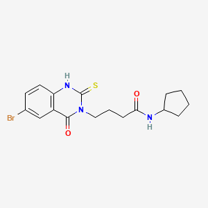 molecular formula C17H20BrN3O2S B2942598 4-(6-bromo-4-oxo-2-sulfanylidene-1,2,3,4-tetrahydroquinazolin-3-yl)-N-cyclopentylbutanamide CAS No. 422287-81-8