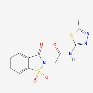 molecular formula C12H10N4O4S2 B2942641 n-(5-Methyl-1,3,4-thiadiazol-2-yl)-2-(1,1,3-trioxo-2,3-dihydro-1lambda6,2-benzothiazol-2-yl)acetamide CAS No. 663169-17-3