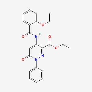 molecular formula C22H21N3O5 B2942664 Ethyl 4-(2-ethoxybenzamido)-6-oxo-1-phenyl-1,6-dihydropyridazine-3-carboxylate CAS No. 941885-59-2
