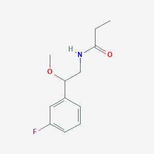 molecular formula C12H16FNO2 B2942670 N-[2-(3-fluorophenyl)-2-methoxyethyl]propanamide CAS No. 1797023-90-5
