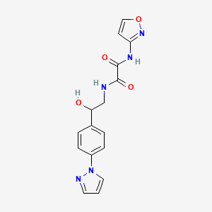 molecular formula C16H15N5O4 B2942682 N'-{2-hydroxy-2-[4-(1H-pyrazol-1-yl)phenyl]ethyl}-N-(1,2-oxazol-3-yl)ethanediamide CAS No. 2415510-90-4