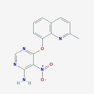 molecular formula C14H11N5O3 B2942767 6-[(2-Methylquinolin-8-yl)oxy]-5-nitropyrimidin-4-amine CAS No. 450346-38-0