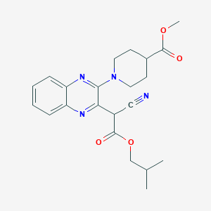 molecular formula C22H26N4O4 B2942770 methyl 1-{3-[1-cyano-2-(2-methylpropoxy)-2-oxoethyl]quinoxalin-2-yl}piperidine-4-carboxylate CAS No. 840473-49-6