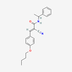 molecular formula C22H24N2O2 B2942783 (E)-3-(4-butoxyphenyl)-2-cyano-N-(1-phenylethyl)prop-2-enamide CAS No. 444282-31-9