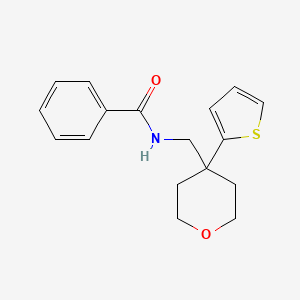 molecular formula C17H19NO2S B2942798 N-{[4-(thiophen-2-yl)oxan-4-yl]methyl}benzamide CAS No. 1202990-48-4