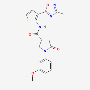 molecular formula C19H18N4O4S B2942800 1-(3-methoxyphenyl)-N-(3-(3-methyl-1,2,4-oxadiazol-5-yl)thiophen-2-yl)-5-oxopyrrolidine-3-carboxamide CAS No. 2034243-76-8