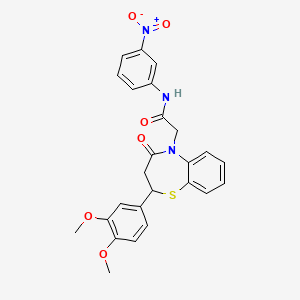 molecular formula C25H23N3O6S B2942811 2-(2-(3,4-二甲氧基苯基)-4-氧代-3,4-二氢苯并[b][1,4]噻氮杂菲-5(2H)-基)-N-(3-硝基苯基)乙酰胺 CAS No. 847487-40-5