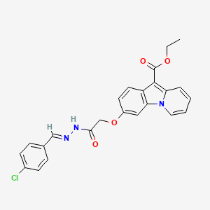ethyl 3-(2-{2-[(E)-(4-chlorophenyl)methylidene]hydrazino}-2-oxoethoxy)pyrido[1,2-a]indole-10-carboxylate