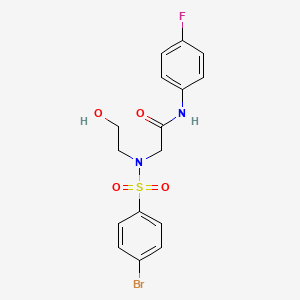 2-(((4-Bromophenyl)sulfonyl)(2-hydroxyethyl)amino)-N-(4-fluorophenyl)acetamide